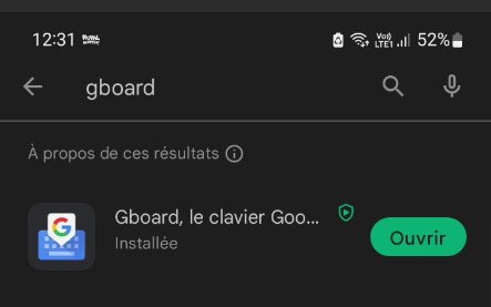 Ouverture de l'application GBoard